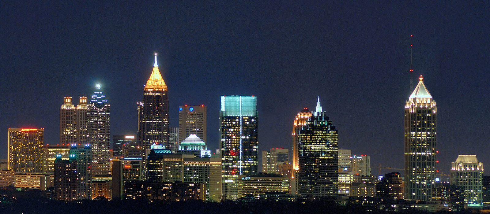 The Atlanta skyline rising above the city's tree canopy