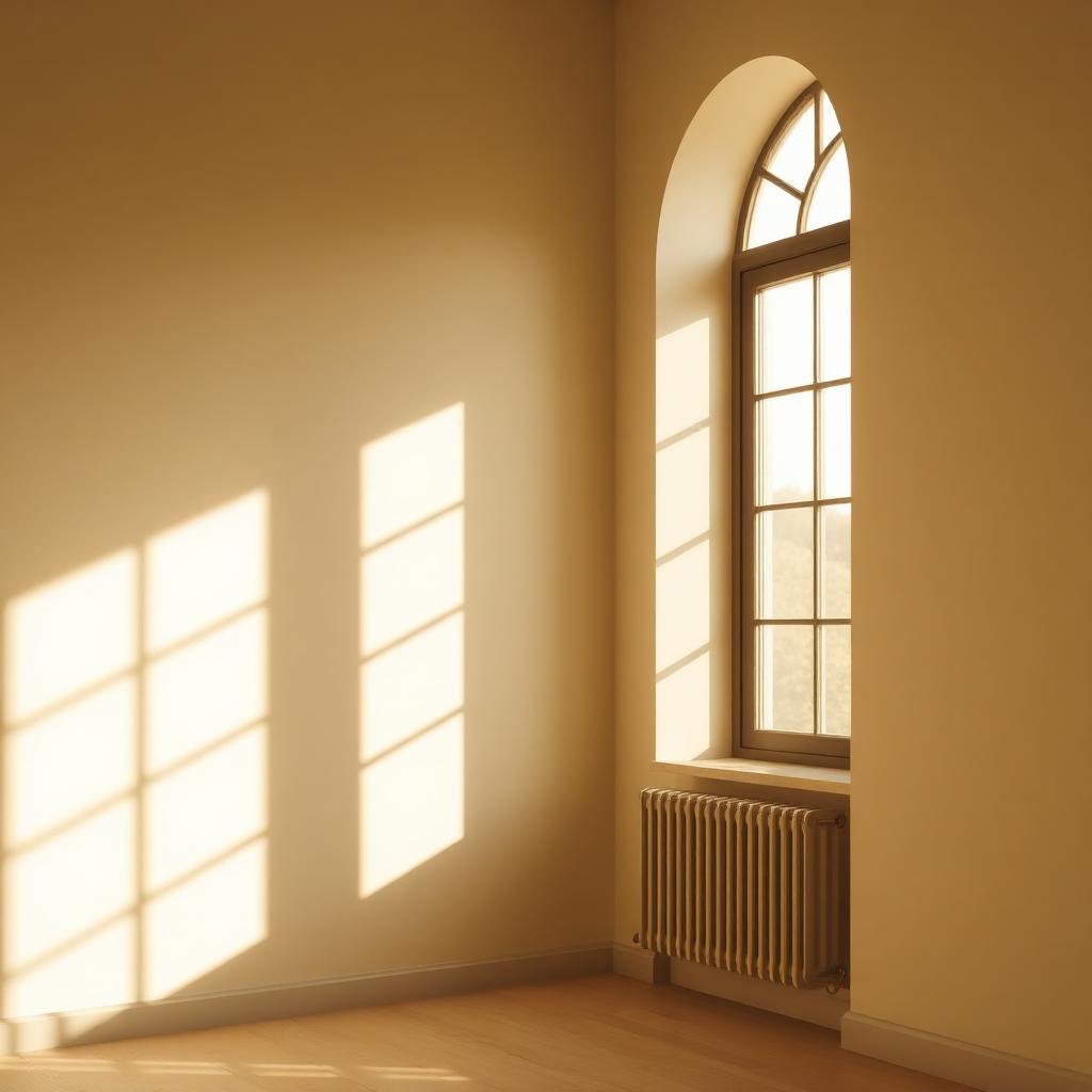 Sunlit arched window in an Atlanta home interior